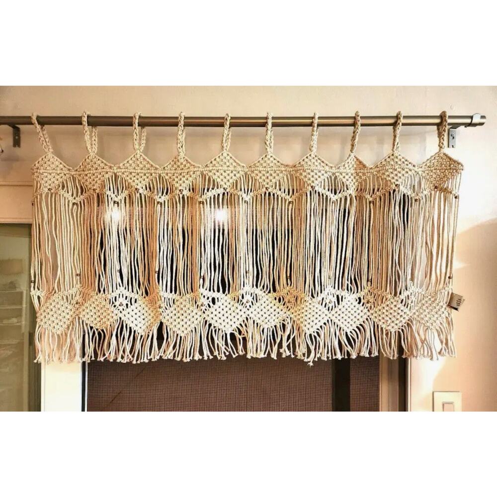 Passport To India Handmade Macrame Window Valance 44x25 Boho